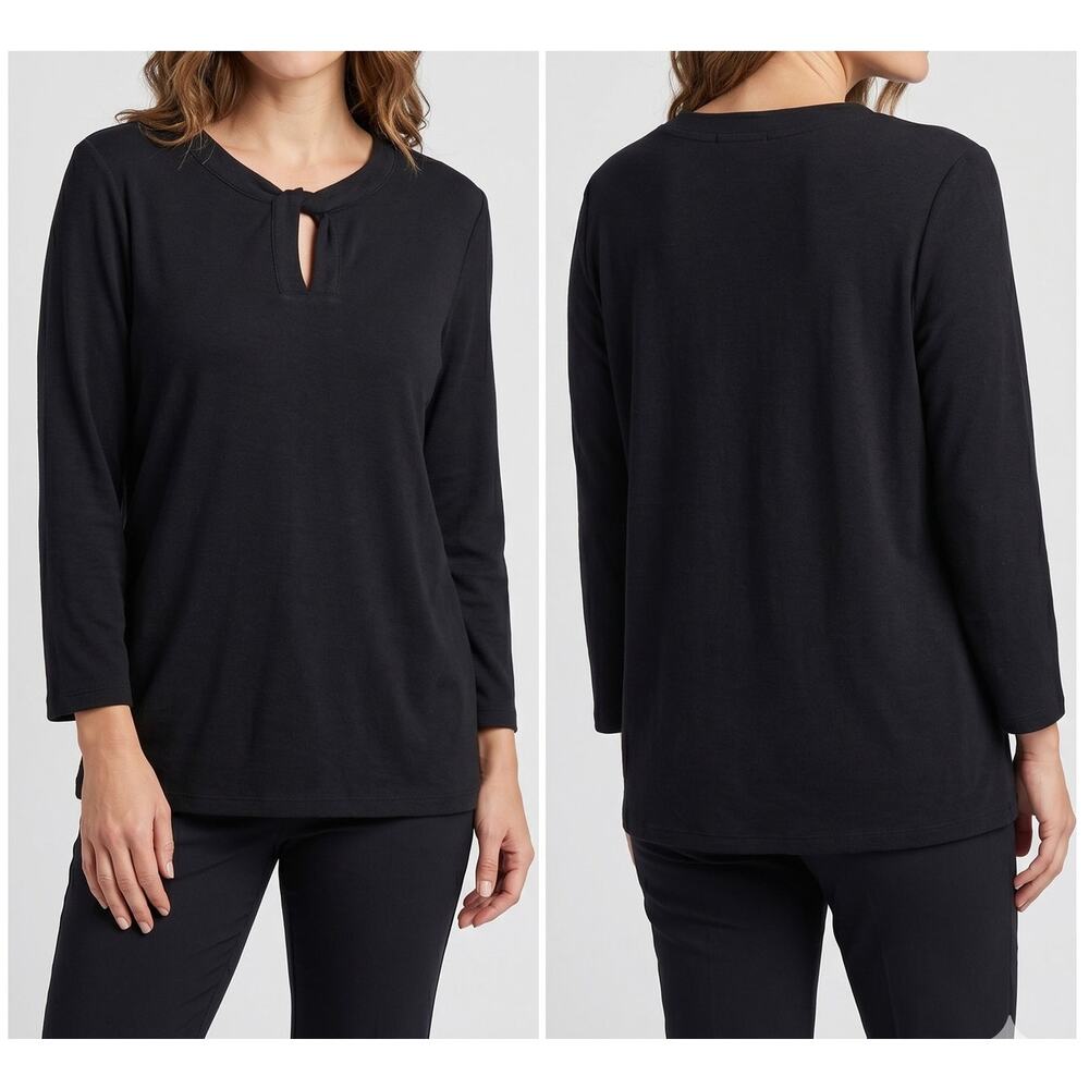 Anne Klein Sport XL Womens Pullover Sweater Black Twist Neckline